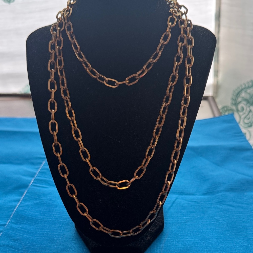 Vintage Trifari Gold Tone Long Chain Necklace